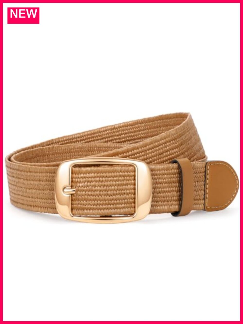 Straw Elastic Woven Braided Belt Boho Stretch Rattan for Jeans Dress